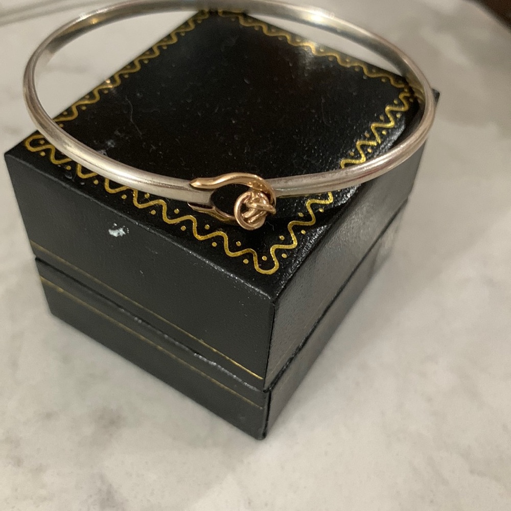 14k and silver knot bangle~